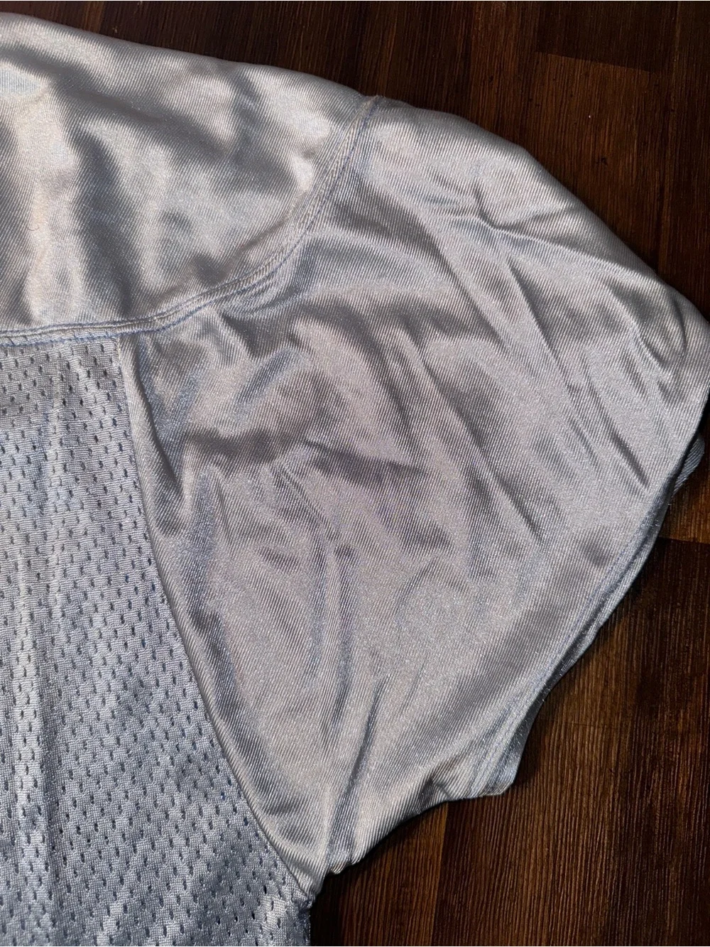 Nike Team Men’s Gray Mesh Football Practice Jersey with Light Blue Trim Size L